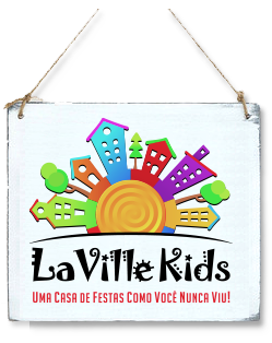 Logomarca da casa de festas La Ville Kids e link para a home